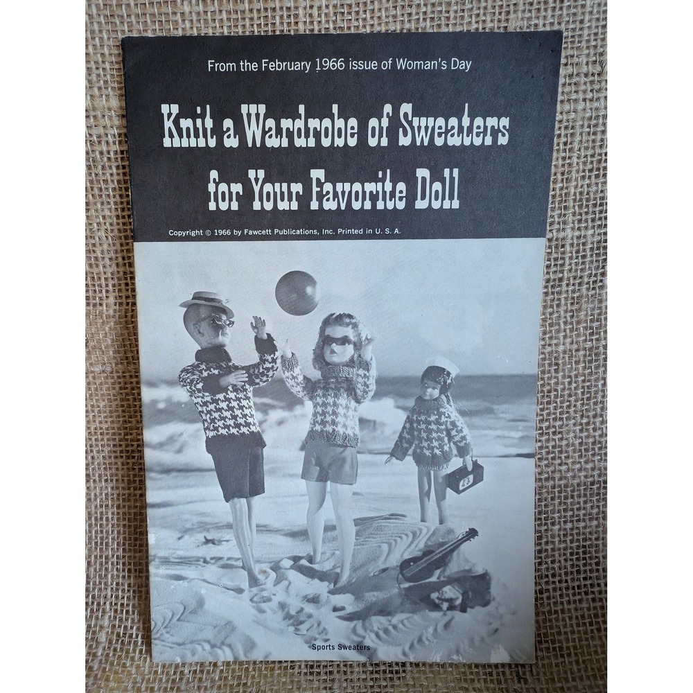Vintage 1966 Woman's Day Doll Sweater Knitting Patterns Booklet Fawcett Rare